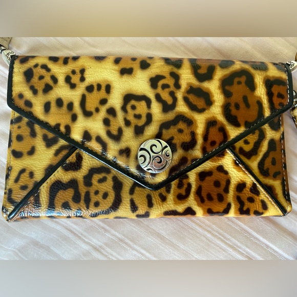 Brighton Leopard Patent Leather Envelope Cell Phone Organize Crossbody Clutch - Picture 2 of 15